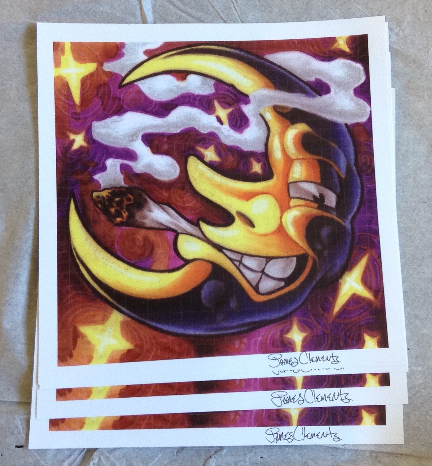 BANANA MOON (SIGNED BY JAMES CLEMENTS) - BLOTTER ART