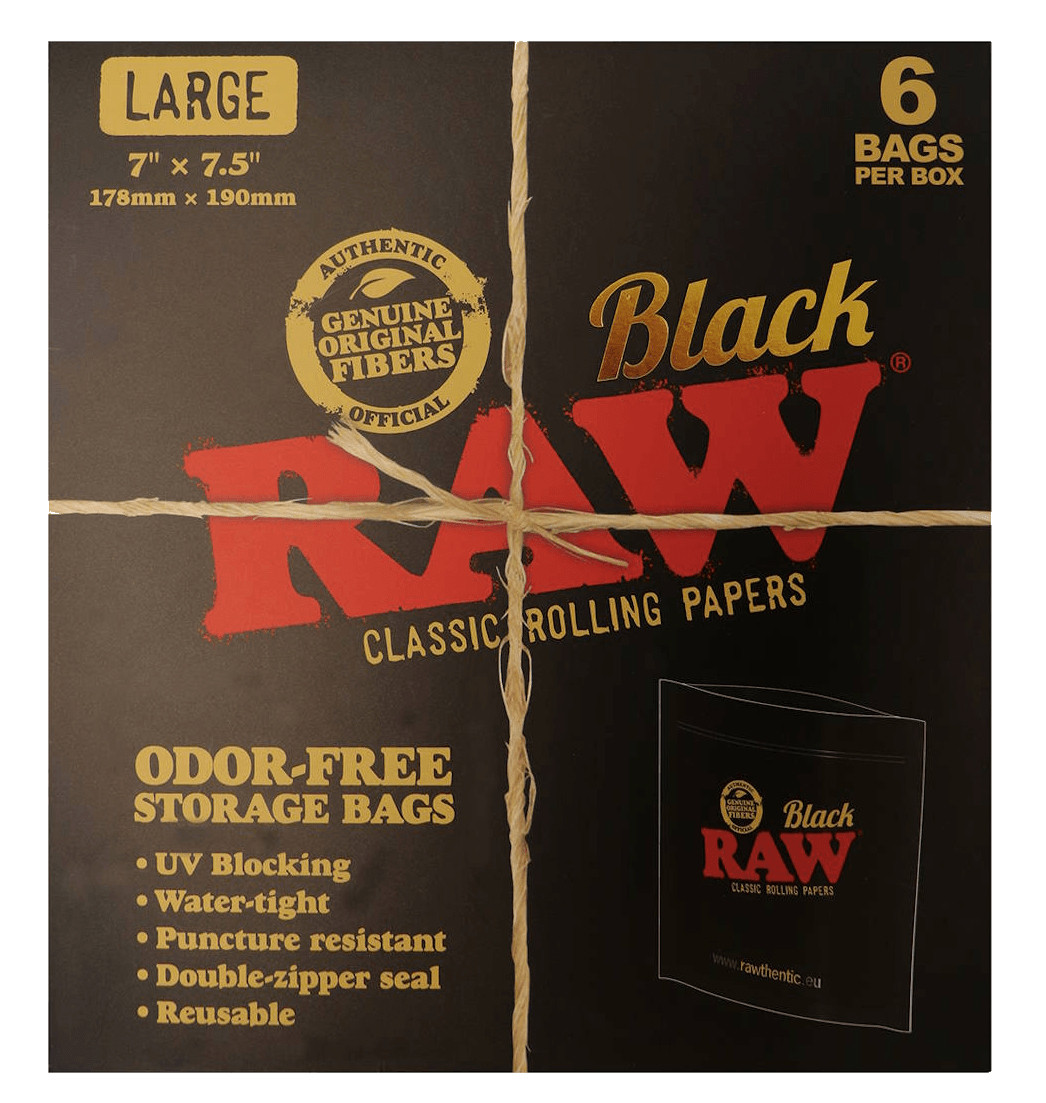 RAW - BLACK MYLAR BAG - LARGE 7x7.5" (PACK 6)