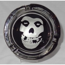 Small Round ASHTRAY - black and white - skull face